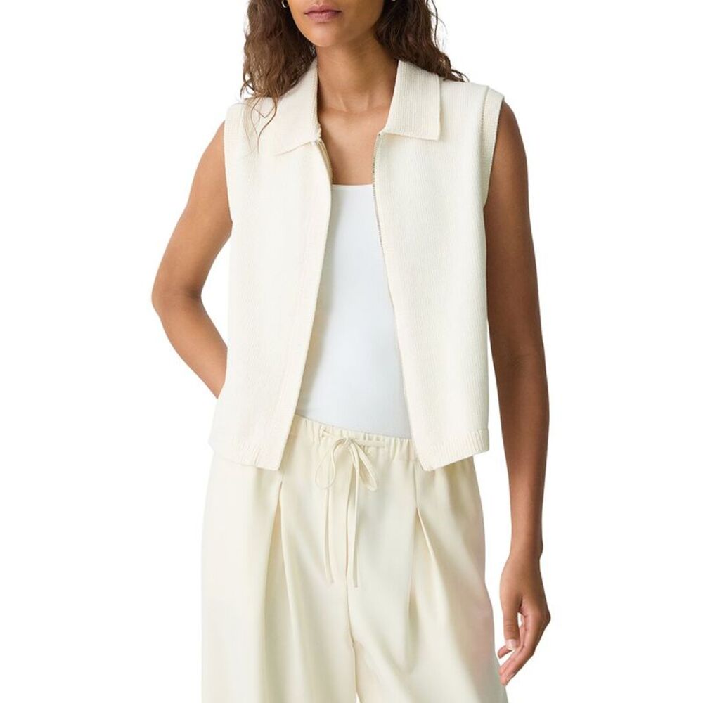 Theory Cream Sleeveless Cardigan